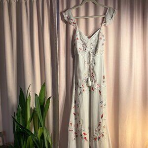Anthropologie FarmRio White Embroidered Maxi Dress Size 0